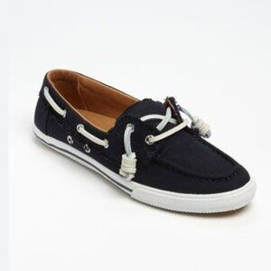 Hunter Val Canvas Boat Shoes Navy & White Size 9